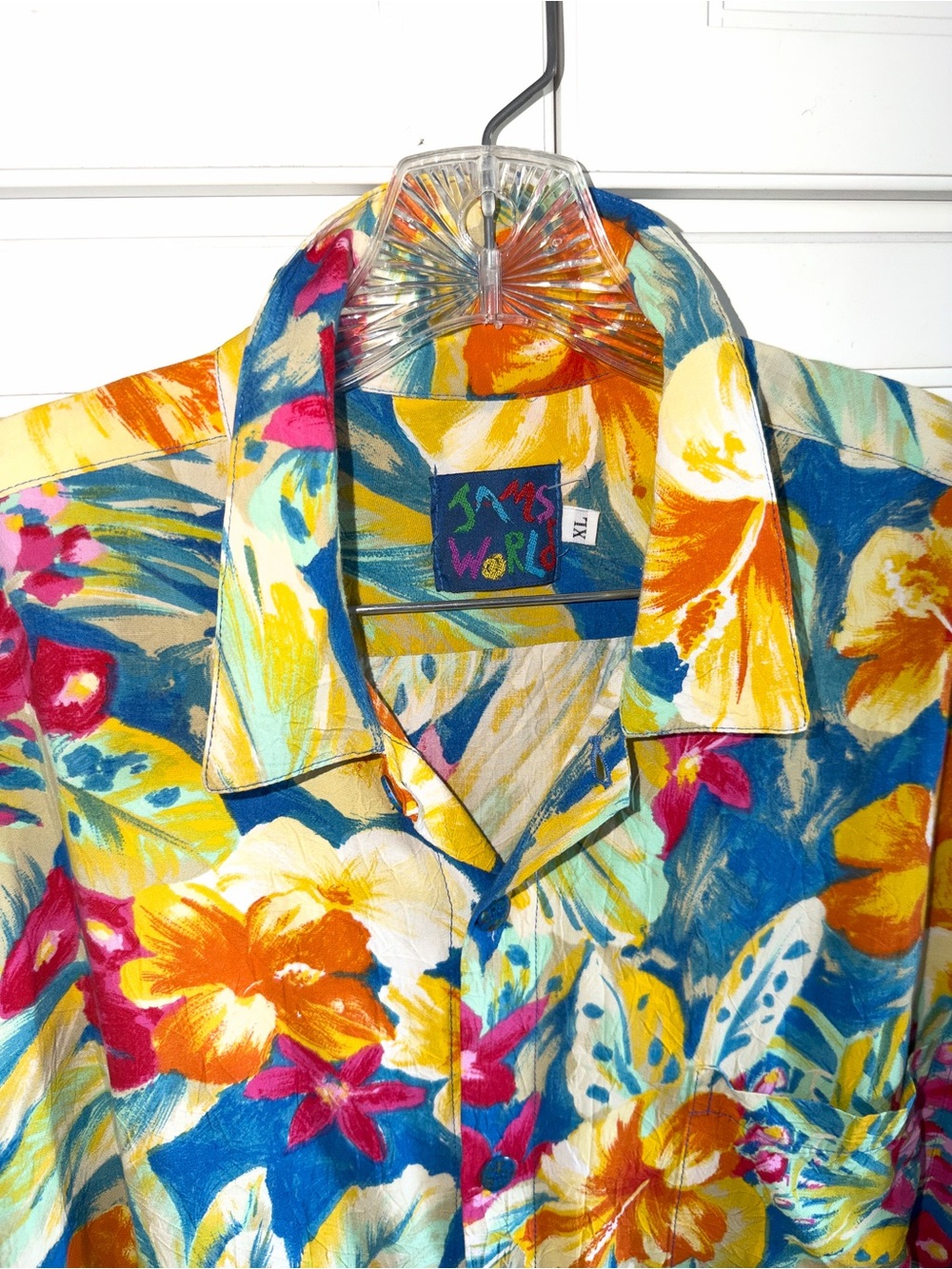 Vintage Jam's World Antherium print Kabe Crepe Rayon aloha Hawaii shirt X-Large - Picture 4 of 10